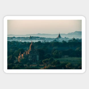 Morning Fog at Bagan Pagodas (Myanmar, Burma) Sticker